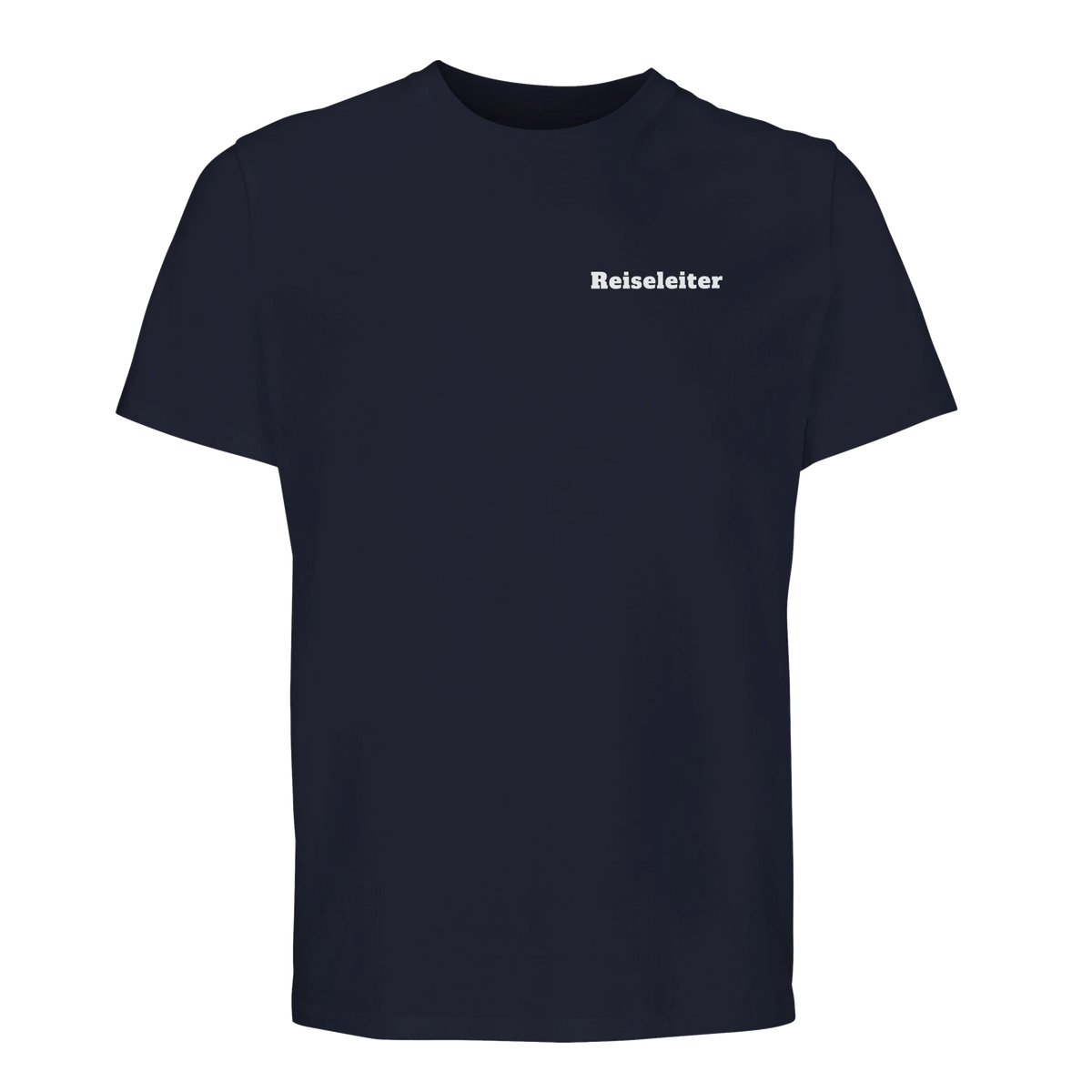 Marinblå Göteborg t-shirt med "Reiseleiter" tryckt på vänster bröst
