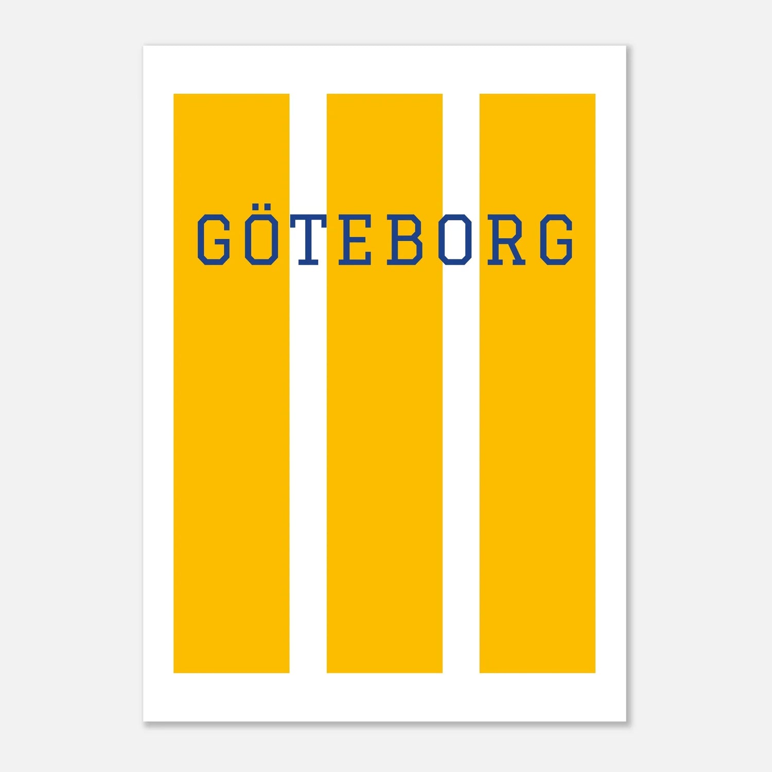 Gulvit-randig poster med texten Göteborg.