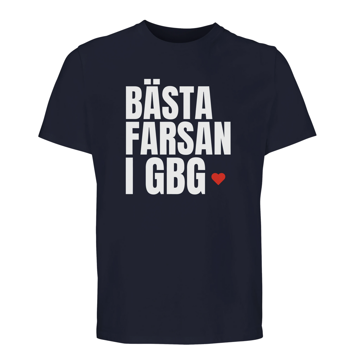 Marinblå t-shirt med trycket "Bästa farsan i GBG" – fars dag-present från Göteborg