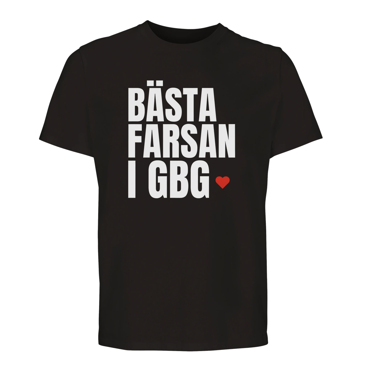Svart t-shirt med trycket "Bästa farsan i GBG" – fars dag-present från Göteborg