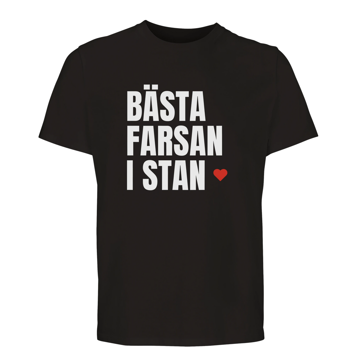 Svart t-shirt med trycket "Bästa farsan i stan" – fars dag-present från Göteborg