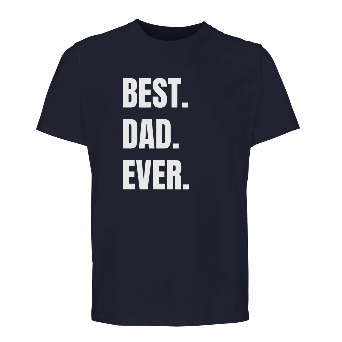 Marinblå t-shirt med trycket "Best. Dad. Ever." – fars dag-present