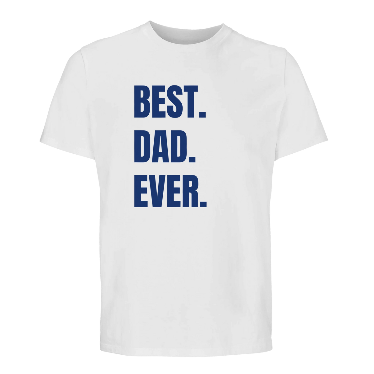 Vit t-shirt med trycket "Best. Dad. Ever." – fars dag-present