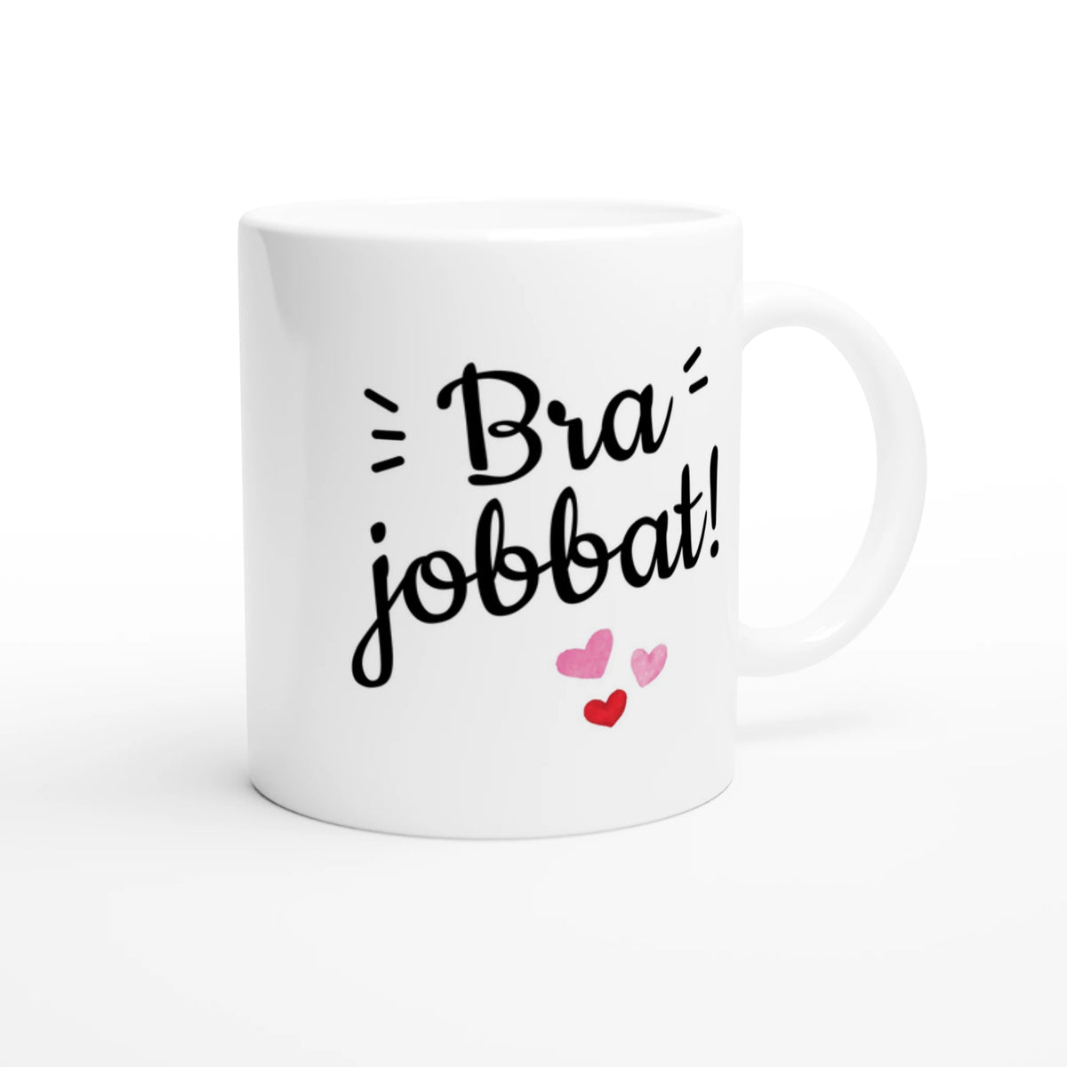 Kaffekopp med trycket "Bra jobbat!" – present till kollega eller vän