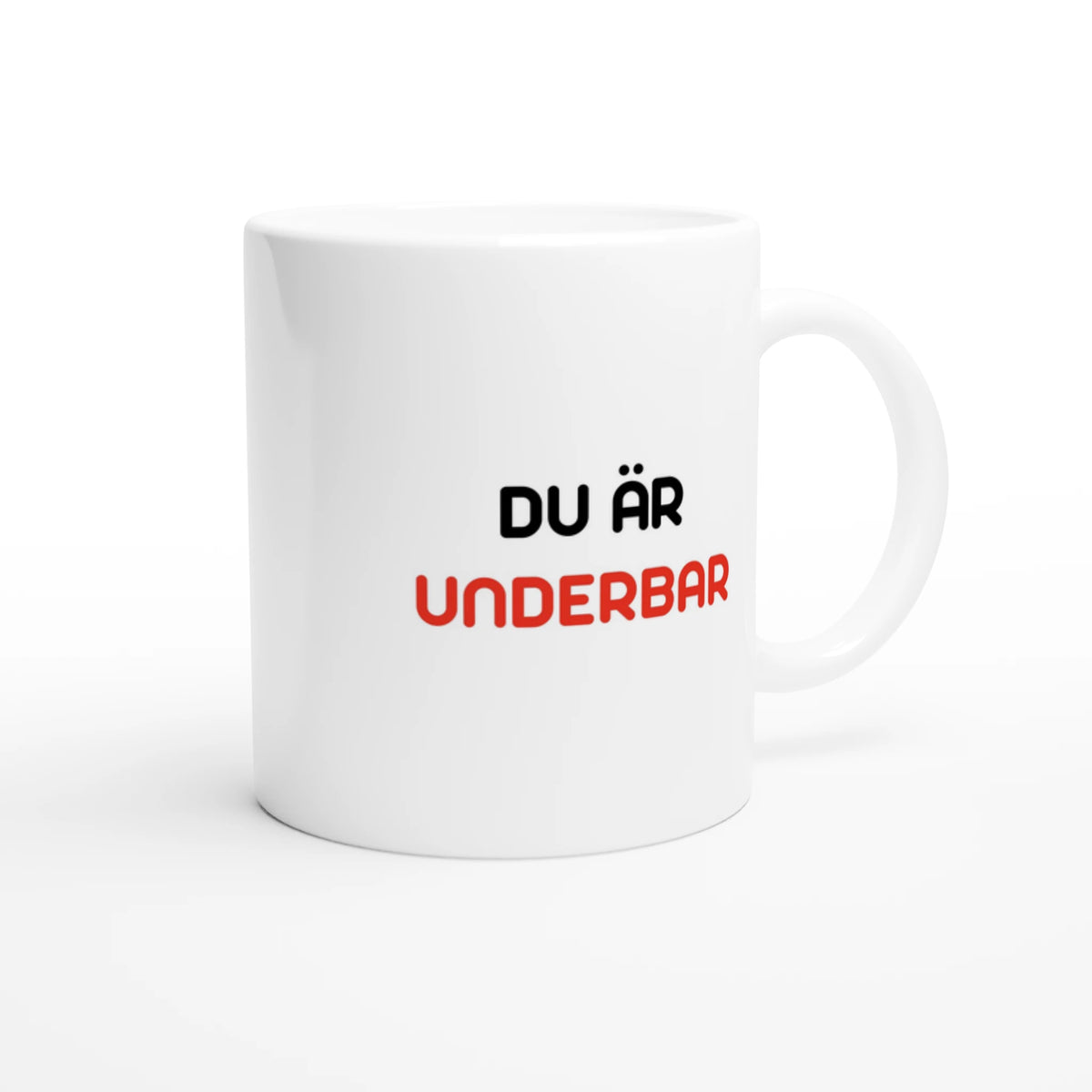 Vit kaffemugg med texten "Du är underbar", 325 ml