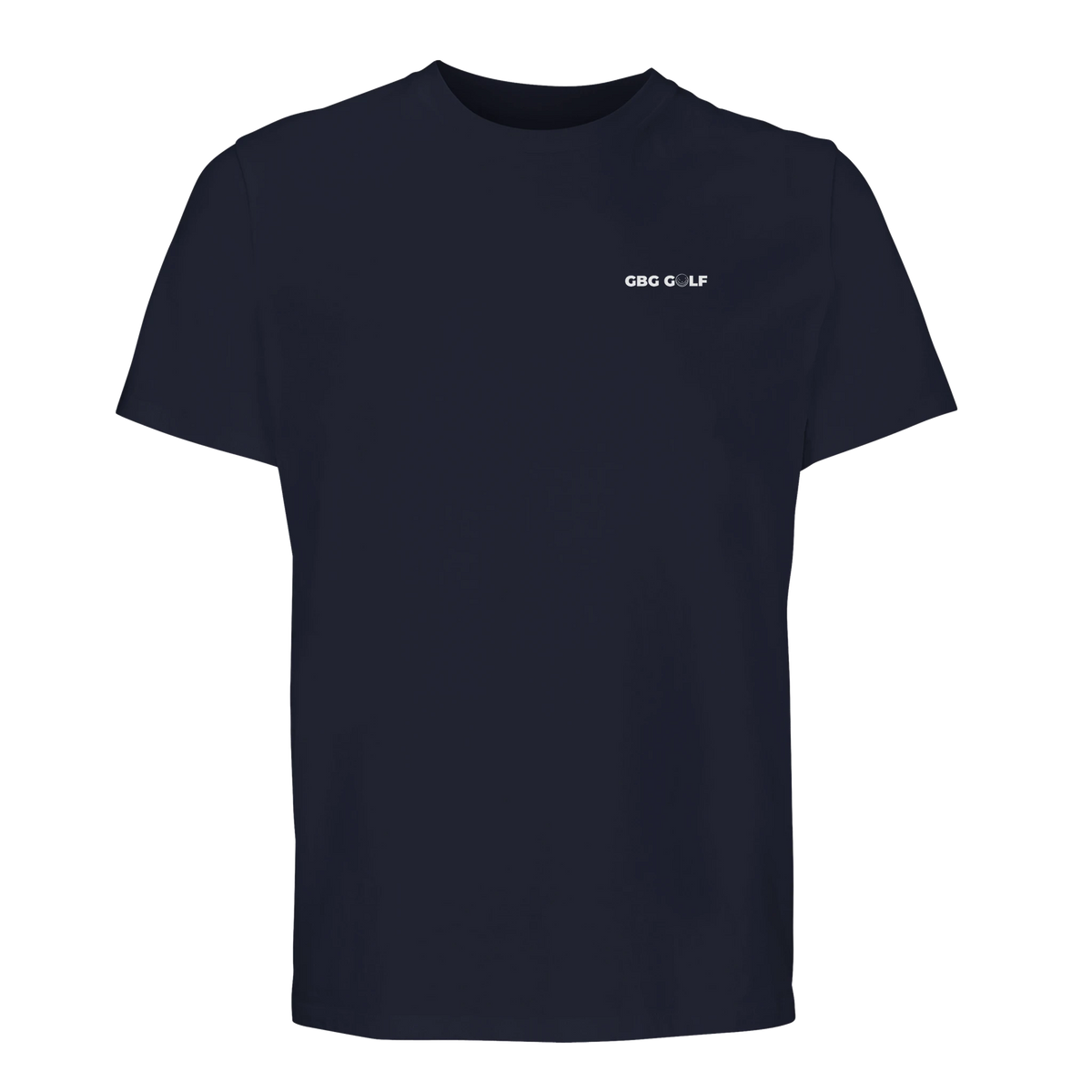 Marinblå Göteborg golf t-shirt med vitt "GBG GOLF"-tryck på vänster bröst