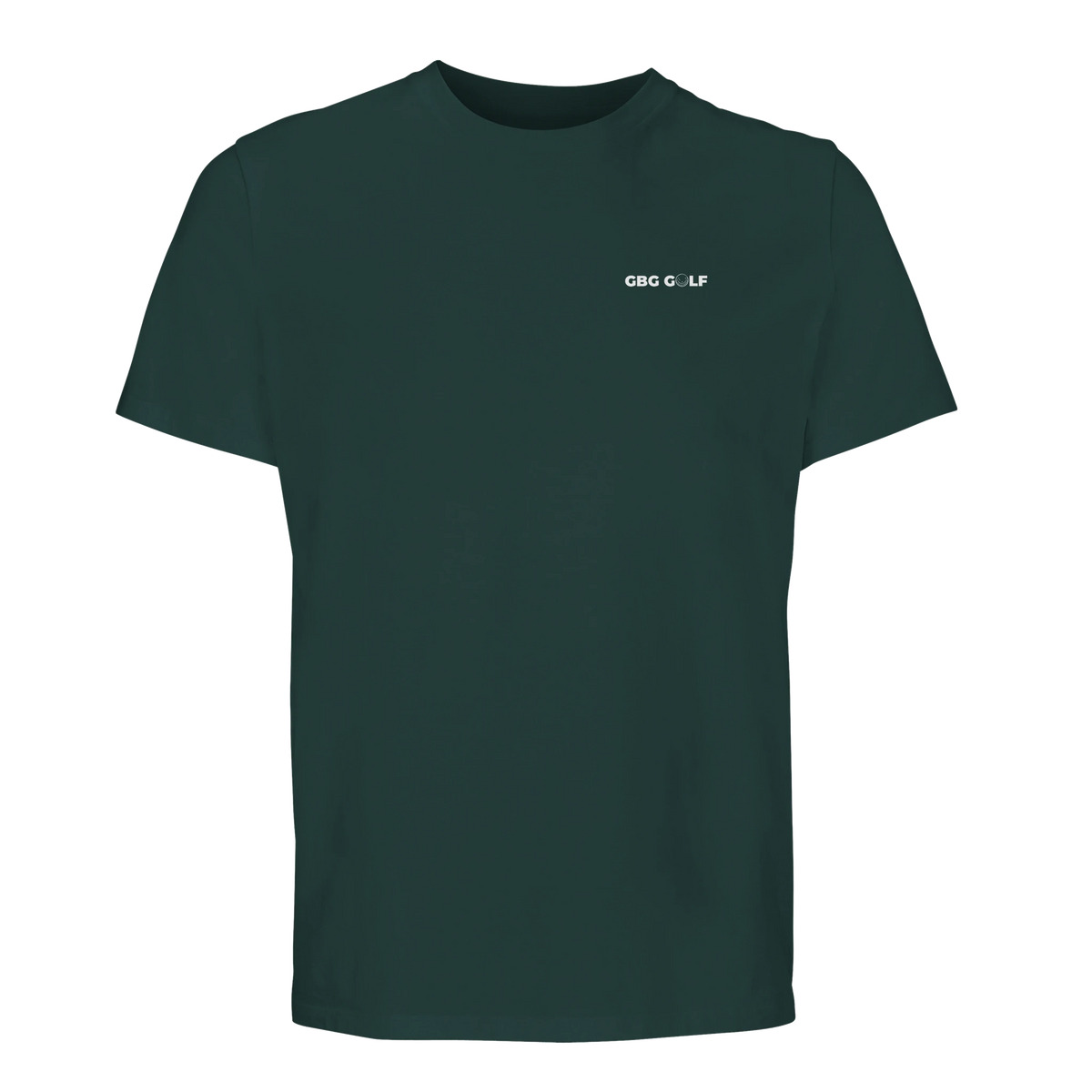 Mörkgrön Göteborg golf t-shirt med vitt "GBG GOLF"-tryck på vänster bröst