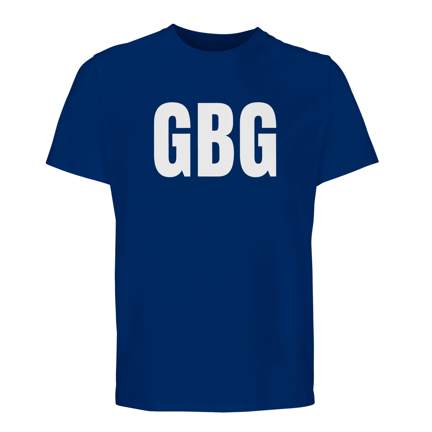 Blå t-shirt i hög kvalitet med det ikoniska 'GBG' motivet. Perfekt som Göteborgs-souvenir eller vardagsplagg.