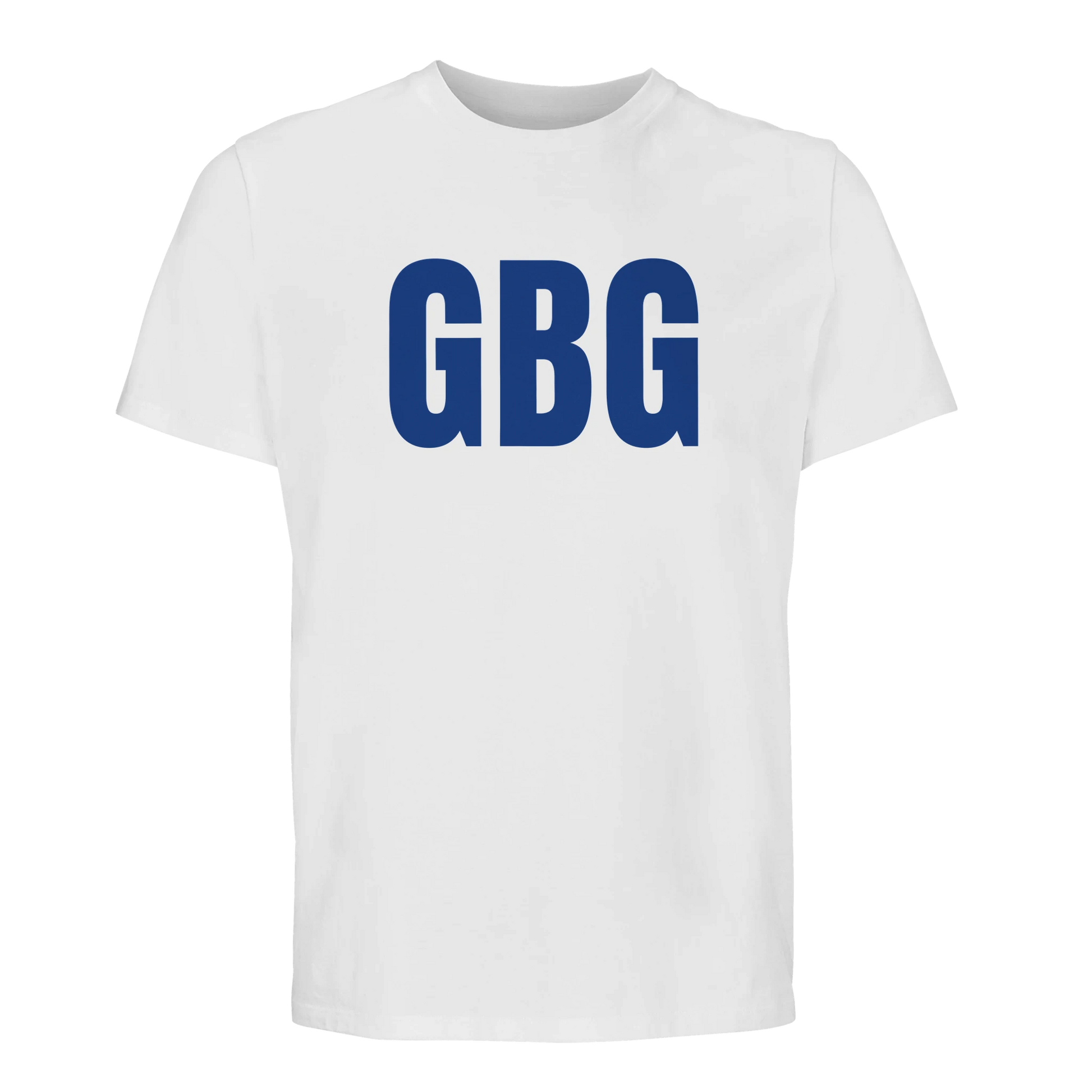 Vit t-shirt med marinblått 'GBG' tryck. En fräsch sommar-t-shirt för stolta göteborgare.