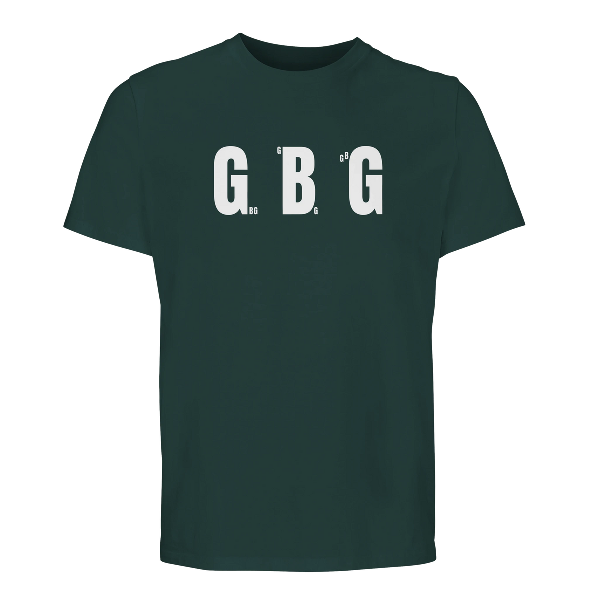 Mörkgrön Göteborg t-shirt med "GBG" tryckt tre gånger över bröstet