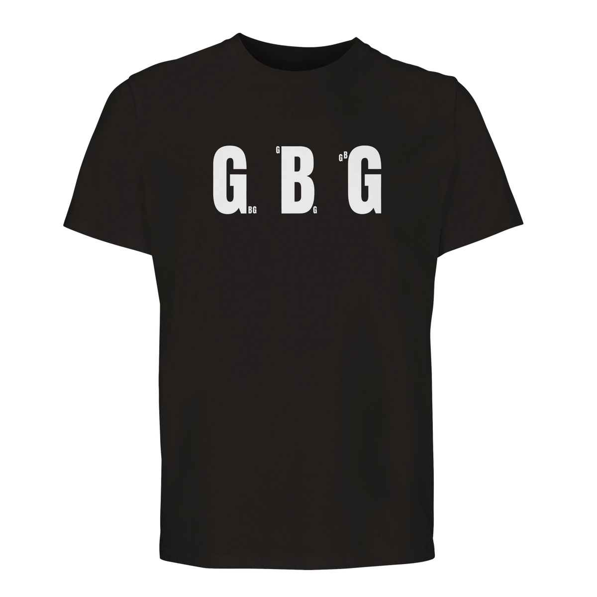 Svart Göteborg t-shirt med "GBG" tryckt tre gånger över bröstet