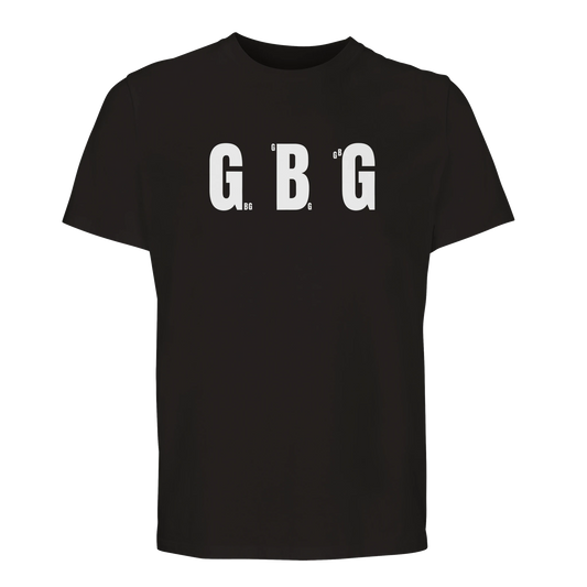 Svart Göteborg t-shirt med "GBG" tryckt tre gånger över bröstet