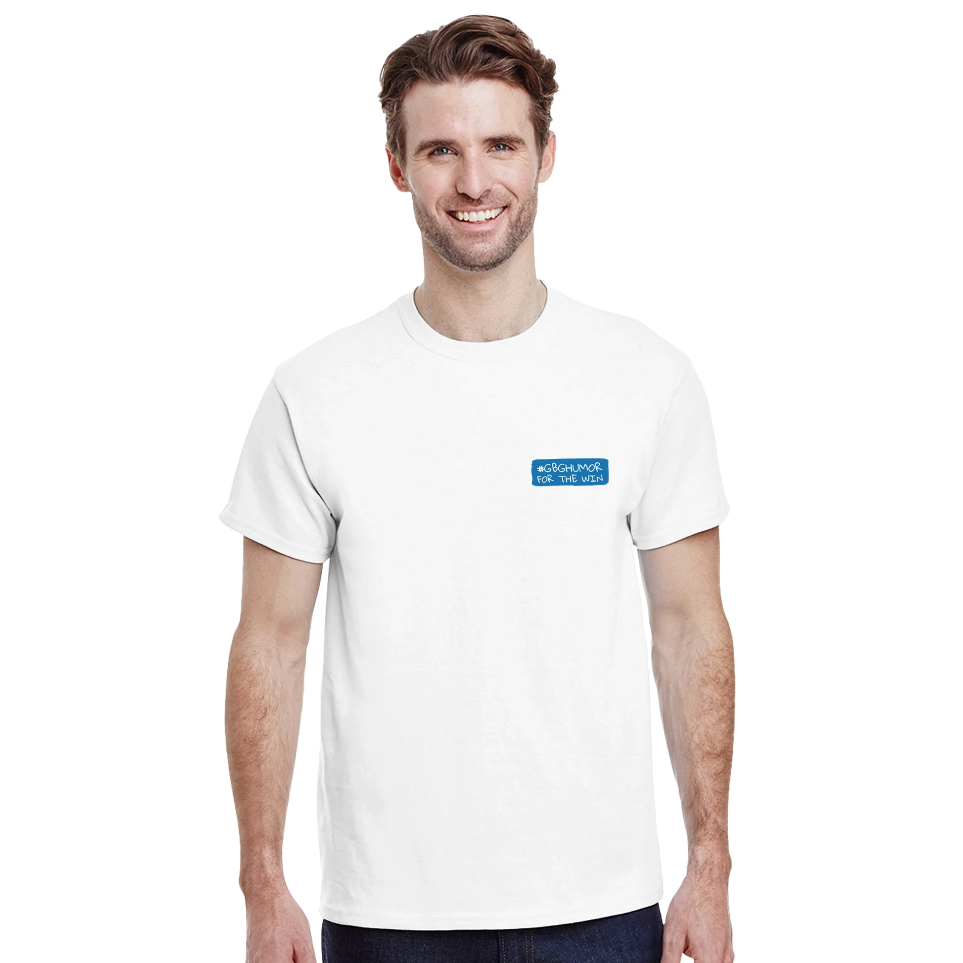 #GBGhumor – Göteborgsstil – Man i vit Heavyweight Unisex T-shirt – design från GBGMotiv, Göteborg
