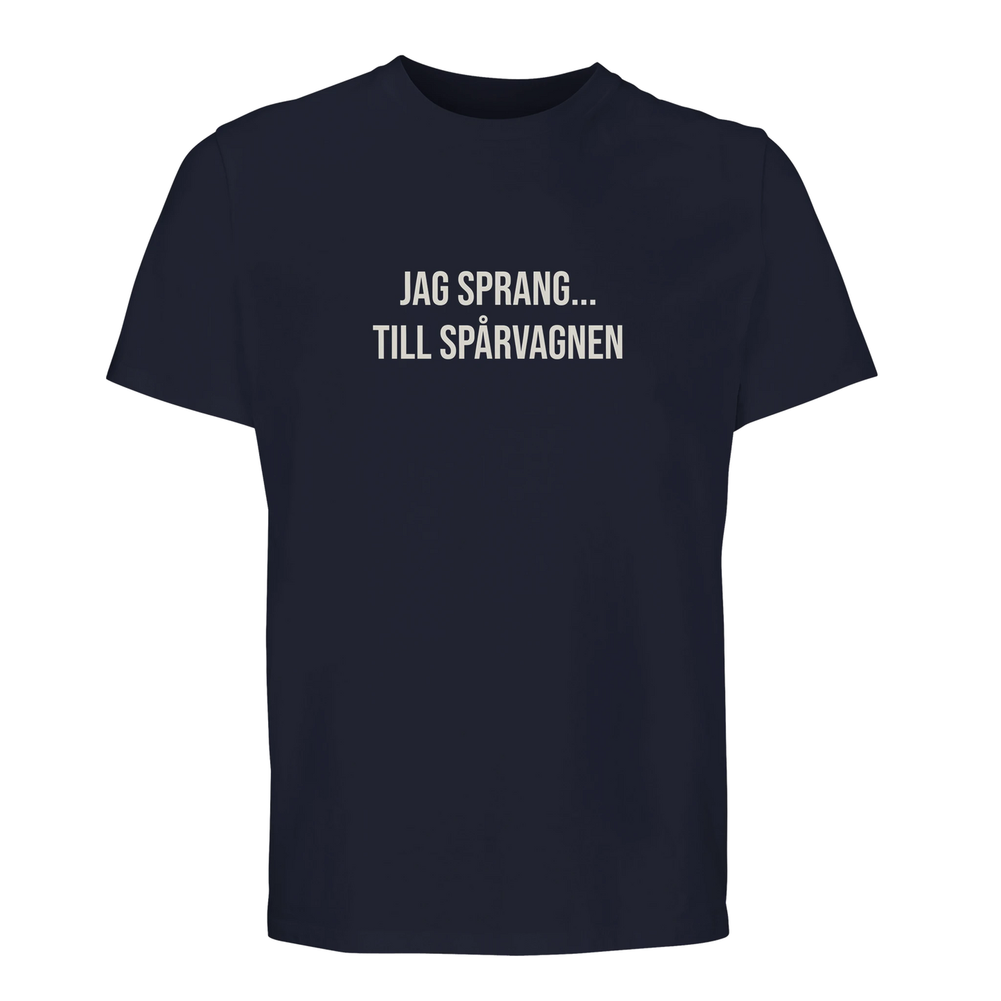 Rolig bomullströja med göteborgshumor om spårvagnar.