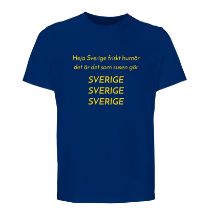 Svensk supporter-t-shirt med klassisk hejaramsa i bomull.