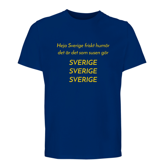 Svensk supporter-t-shirt med klassisk hejaramsa i bomull.