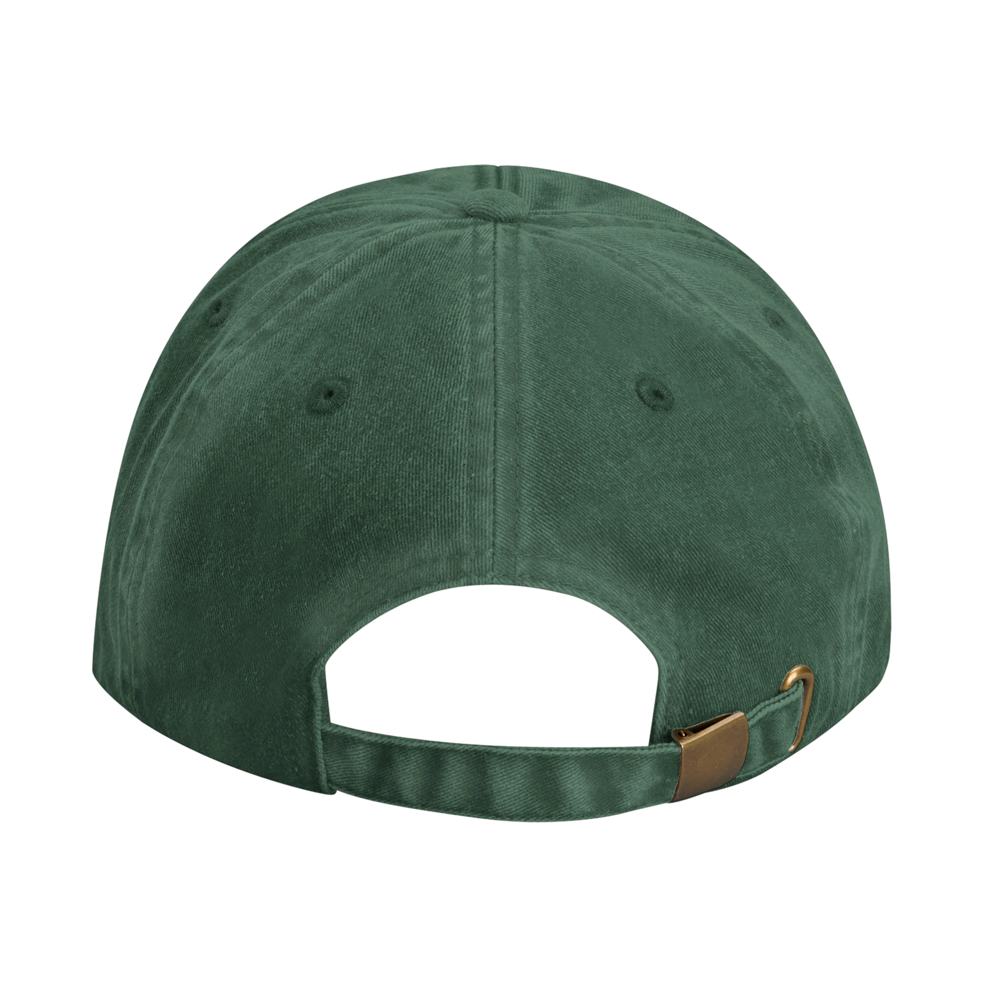 Klassisk dad hat med broderat motiv och mässingsspänne.