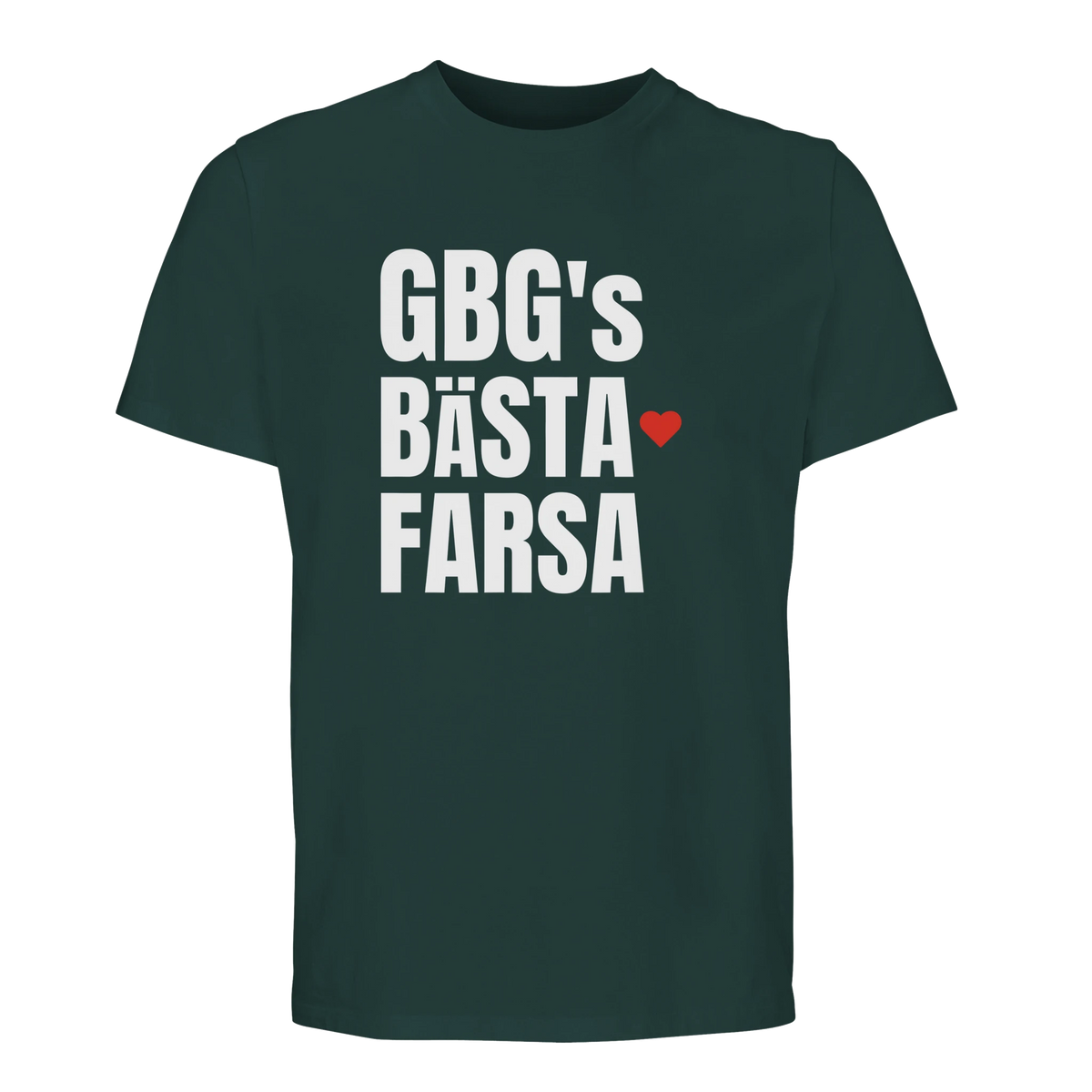 Mörkgrön t-shirt med trycket "GBG's bästa farsa" – fars dag-present från Göteborg