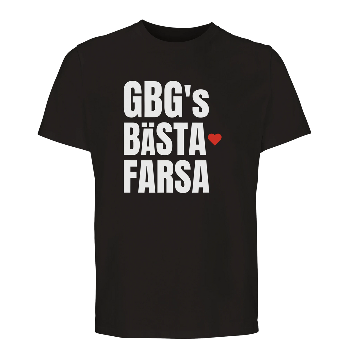 Svart t-shirt med trycket "GBG's bästa farsa" – fars dag-present från Göteborg