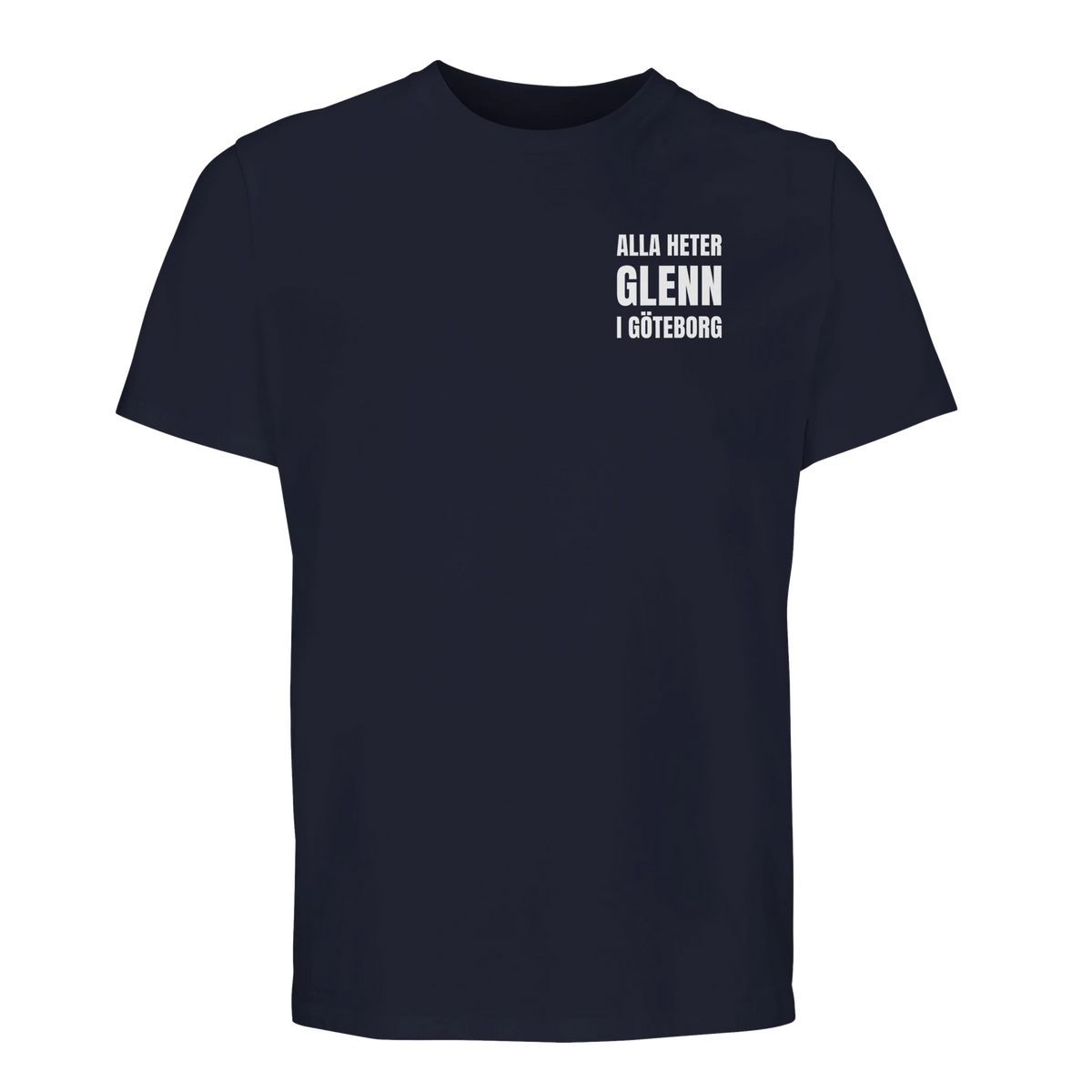 Marinblå t-shirt med Glenn-bröstlogo, Göteborg-design