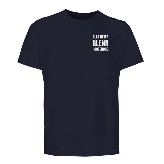 Marinblå t-shirt med Glenn-bröstlogo, Göteborg-design