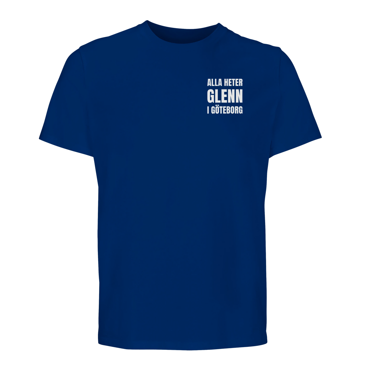 Blå Göteborg-t-shirt med diskret Glenn-logo på bröstet