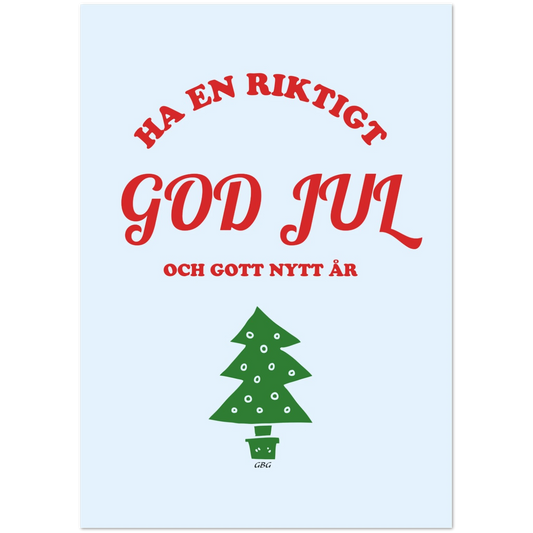 Paket med 10 vykort (A6) med motivet 'Julkort Ha en riktigt God Jul' – GBGMotiv