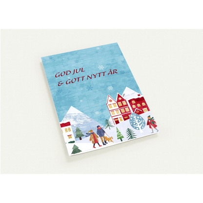 Paket med 10 julkort med kuvert, God Jul-hälsning på vintrig Göteborgsbakgrund