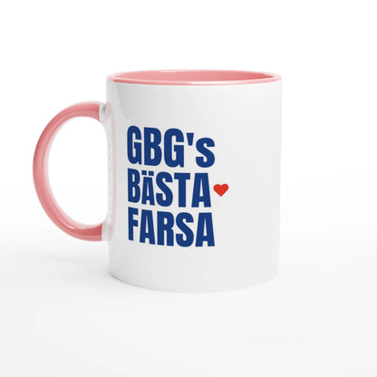 Rosa: Rosa kaffekopp med texten GBG’s Bästa Farsa – rolig present till pappa i Göteborg