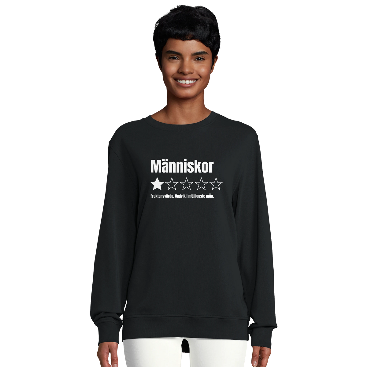 Sweatshirt i ekologisk bomull med recensions-tryck Människor, finns i 6 färger