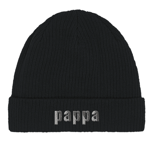 Svart mössa till pappa i 100 % ekologisk bomull med texten pappa mitt på