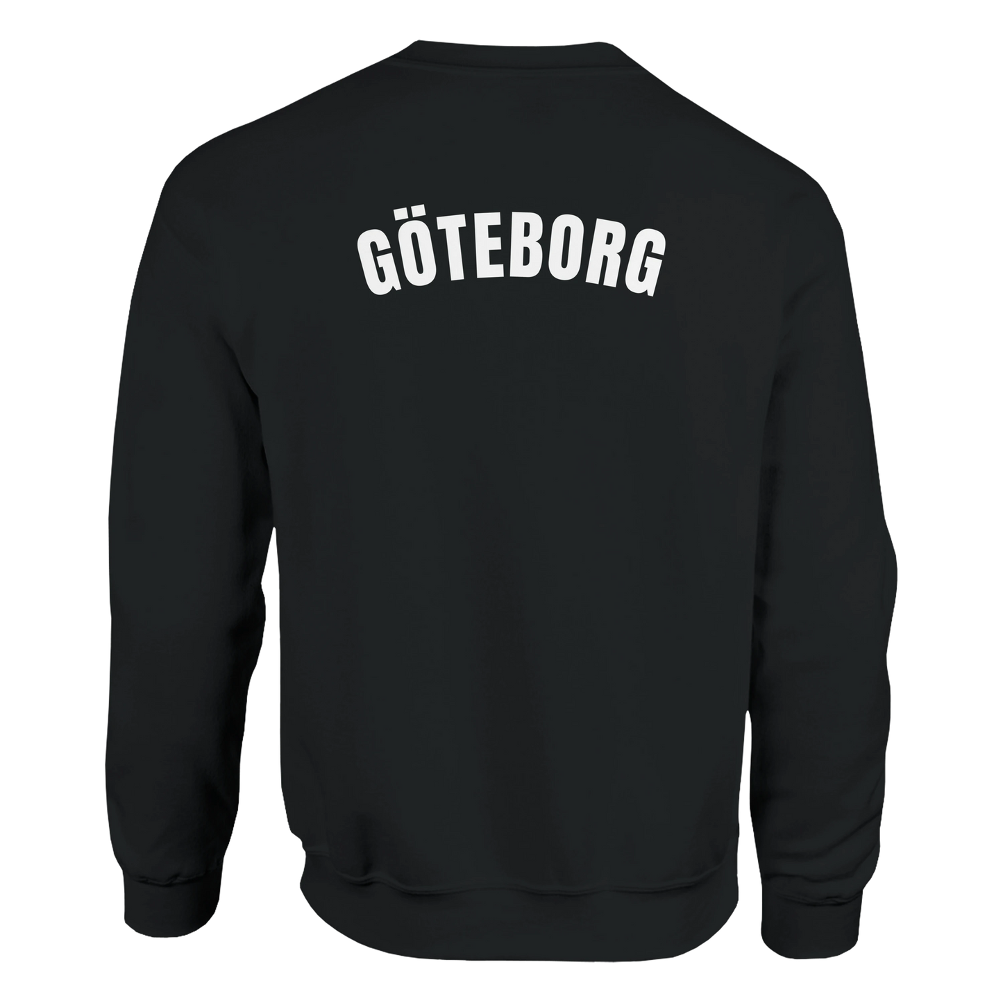 Svart sweatshirt med Göteborg skrivet över ryggen.