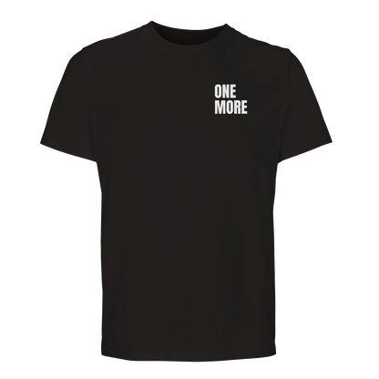 Svart premium t-shirt i hög kvalitet med det stilrena brösttrycket 'ONE MORE'. En funktionell och snygg träningströja för gymmet.