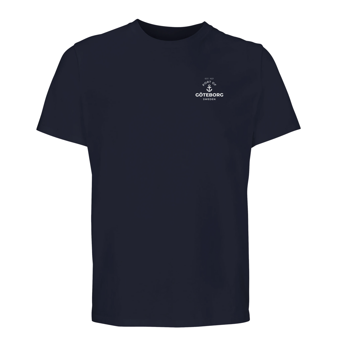 Marinblå Göteborg t-shirt med "Port of Göteborg Est. 1621" på vänster bröst