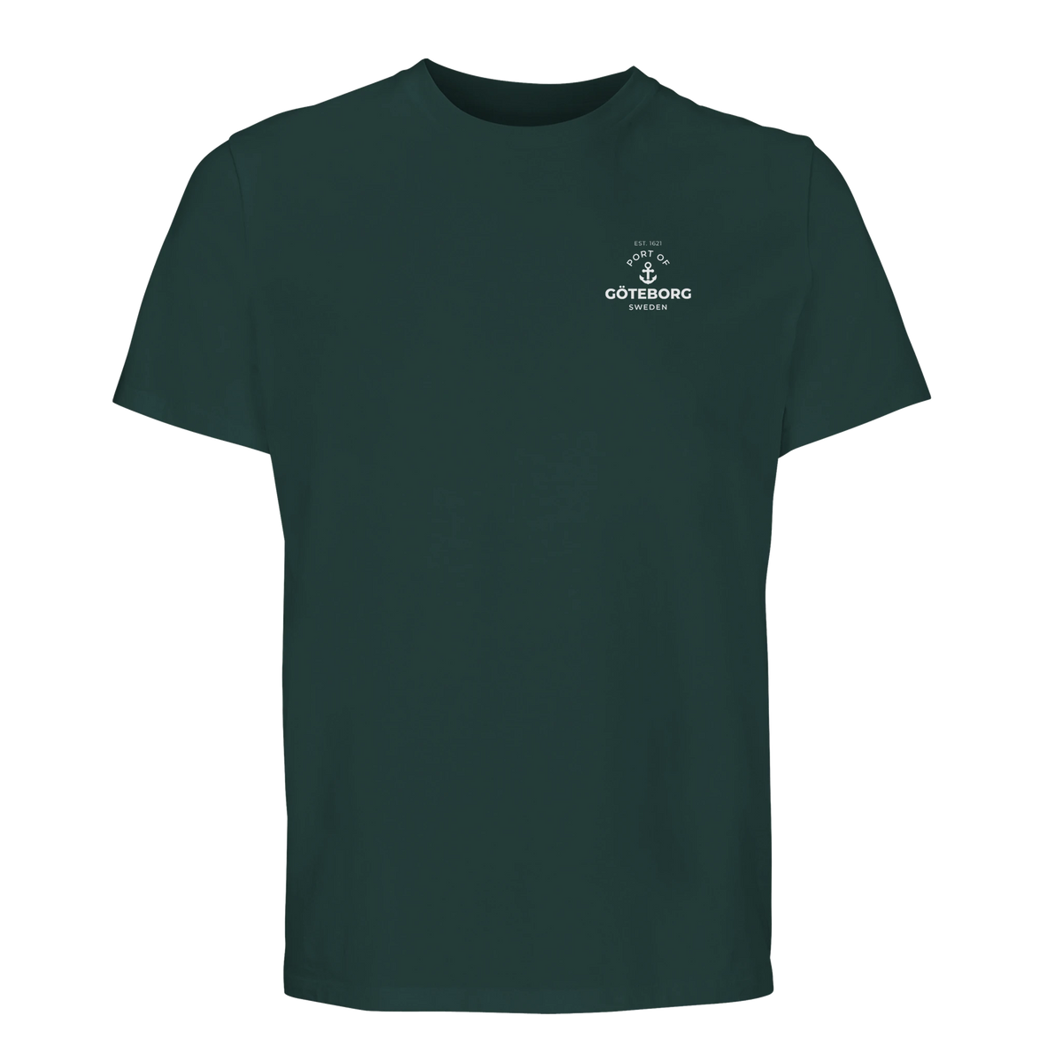 Mörkgrön Göteborg t-shirt med "Port of Göteborg Est. 1621" på vänster bröst