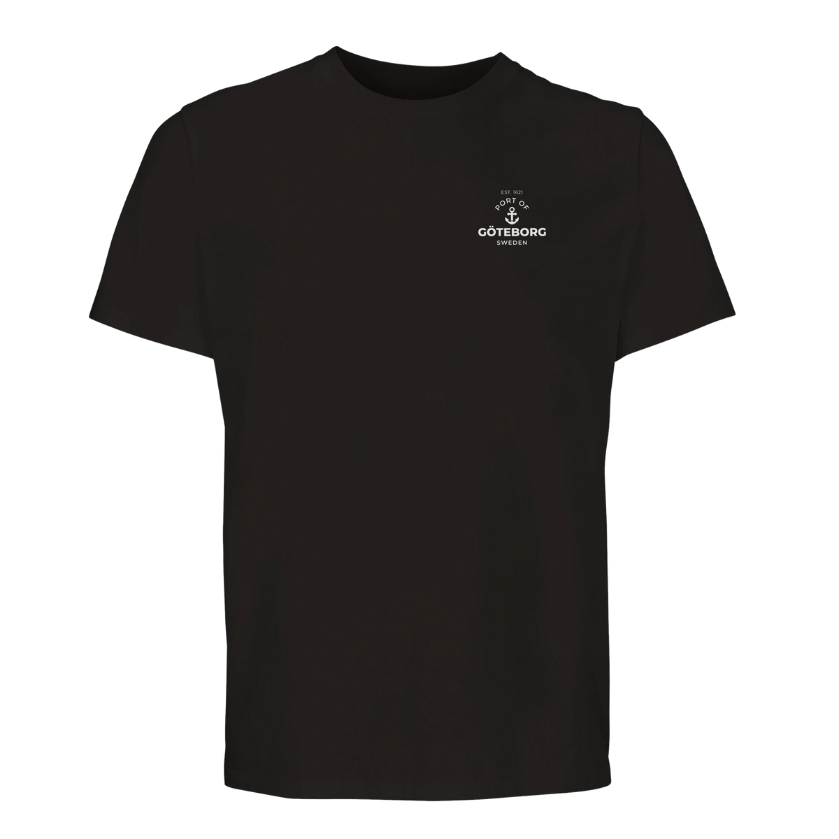 Svart Göteborg t-shirt med "Port of Göteborg Est. 1621" på vänster bröst