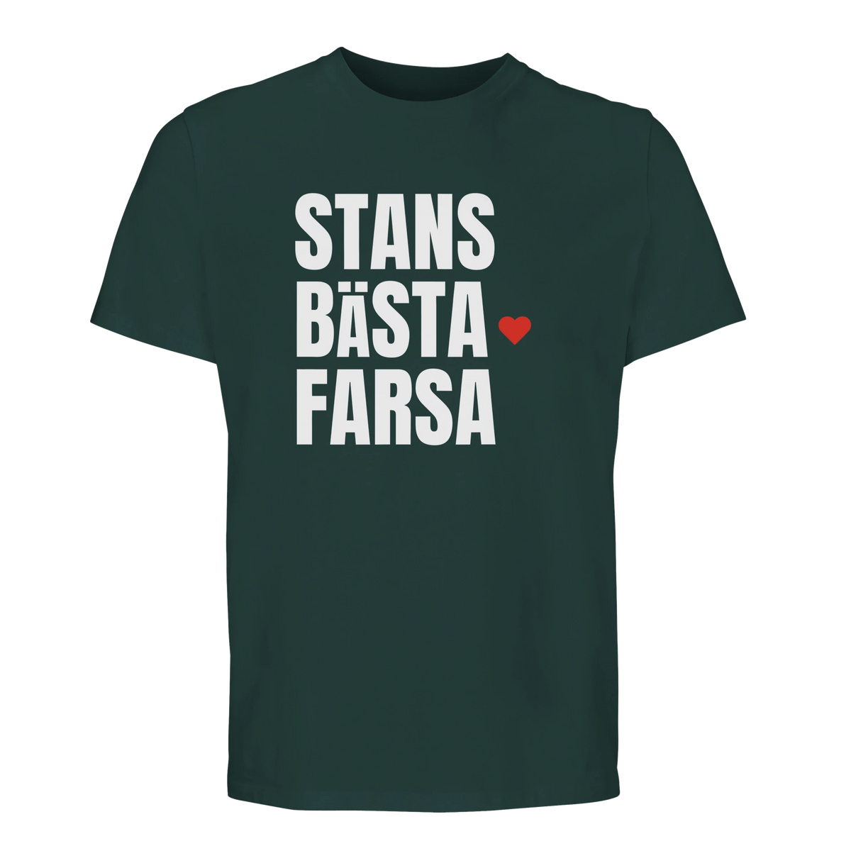 Mörkgrön t-shirt med trycket "Stans bästa farsa" – fars dag-present från Göteborg