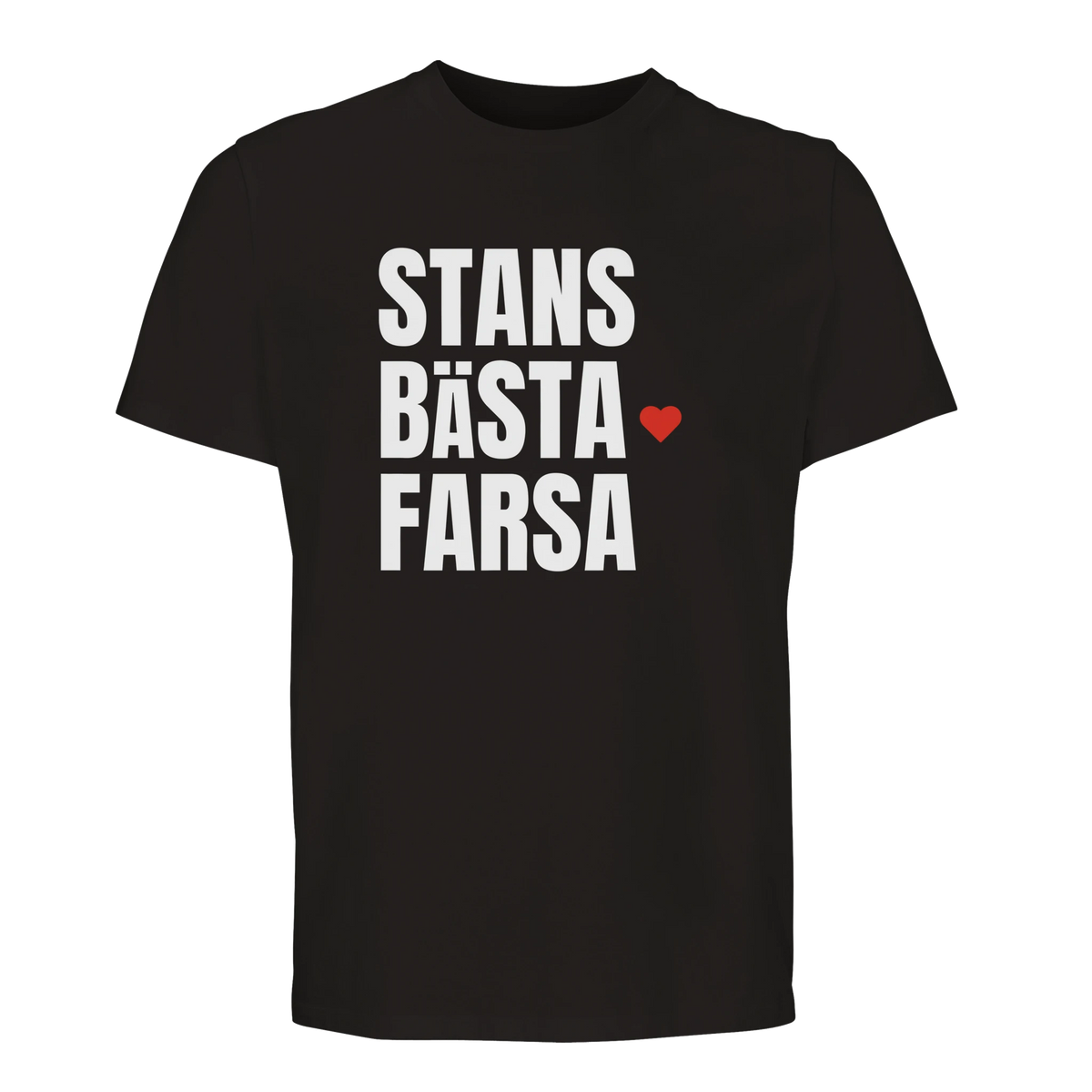 Svart t-shirt med trycket "Stans bästa farsa" – fars dag-present från Göteborg