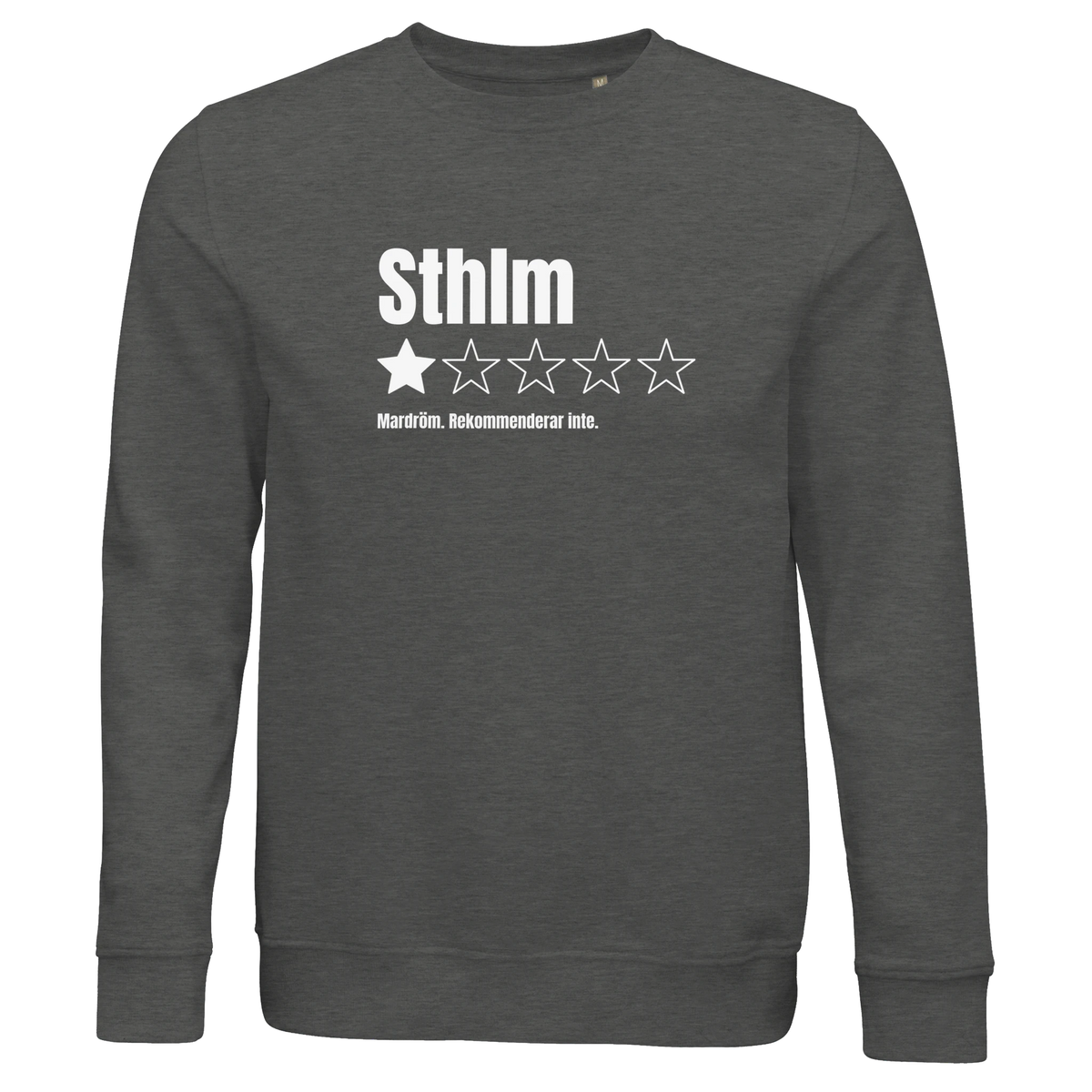Unisex sweatshirt med Göteborgshumor Sthlm 1 stjärna, rund halsringning