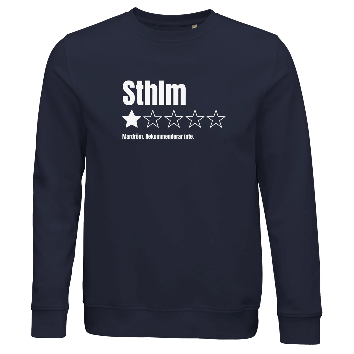 Unisex sweatshirt med Göteborgshumor Sthlm 1 stjärna, rund halsringning