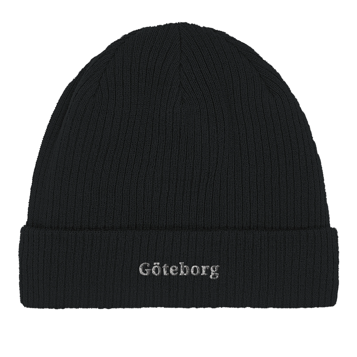 Svart mössa med texten GÖTEBORG, 100 % ekologisk bomull