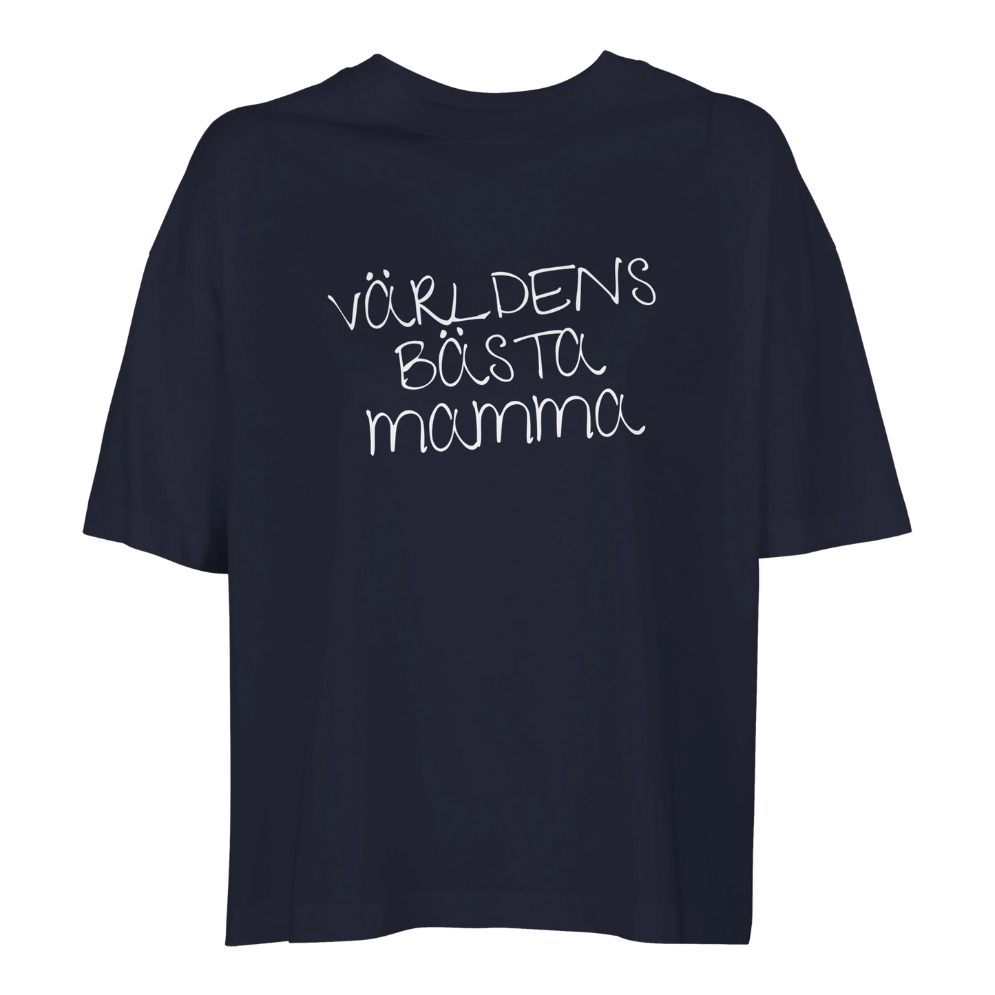 Marinblå t-shirt med tryck för världens bästa mamma. Trendig oversized passform som passar perfekt för vardagsbruk.